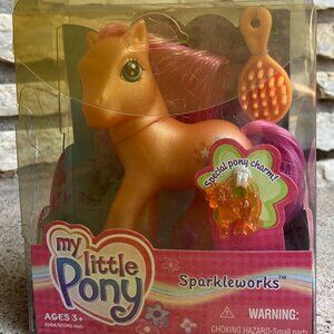 NIB 2003 Hasbro My Little Pony SPARKLEWORKS w/ Special Charm & Brush Vintage